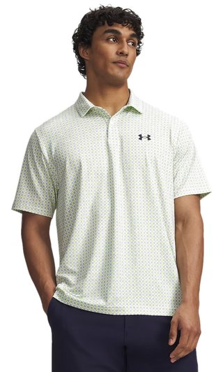 Under Armour Matchplay Printed pánské polo, bílo/zelené