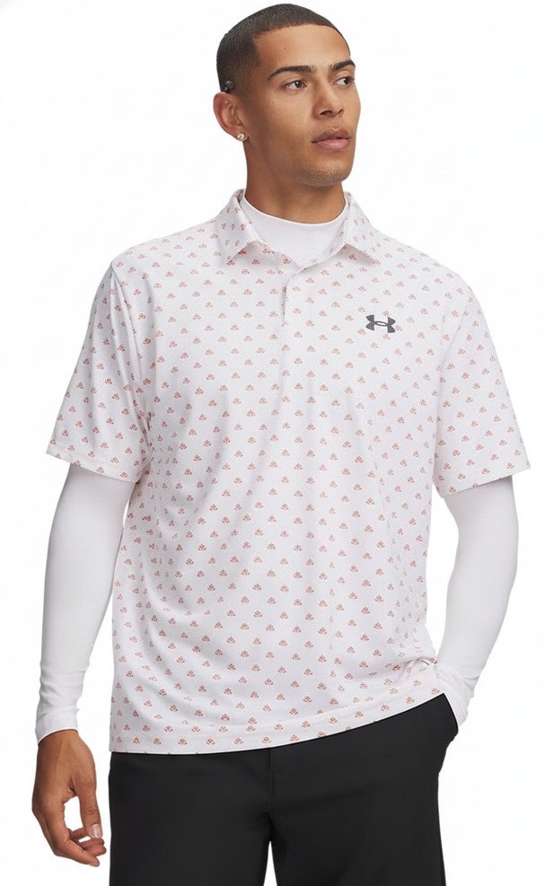 Under Armour Matchplay Printed pánské polo, white/vintage maroon/academy