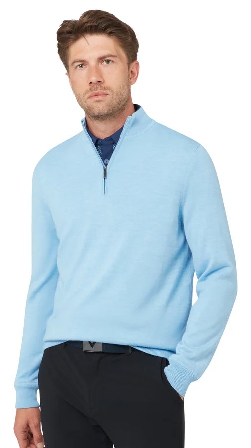 Callaway Windstopper 1/4-Zip pánský svetr, dark cerulean heather