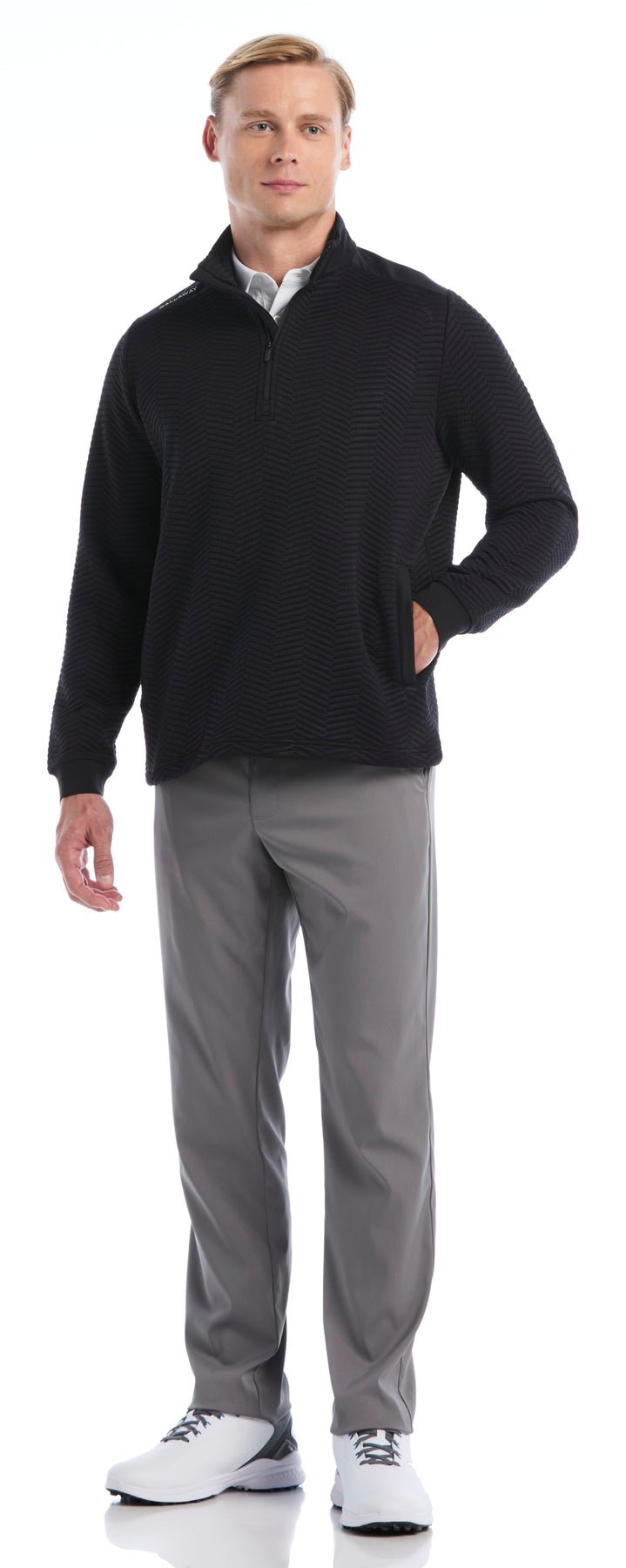 Callaway Chev Jacquard pánský svetr, caviar