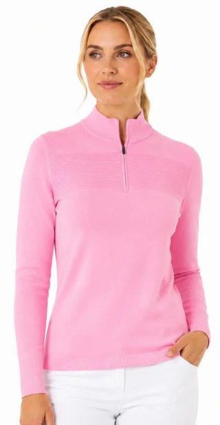 Callaway Soft Stretch Zip-Neck dámský svetr, cherry blossom
