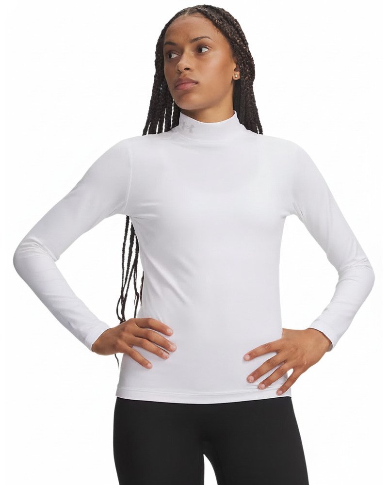 Under Armour ColdGear Mock Long Sleeve dámské tričko s dlouhým rukávem, bílé
