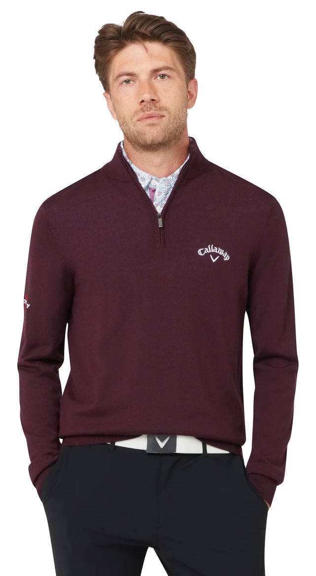 Callaway 1/4 Blended Merino pánský svetr, italian plum