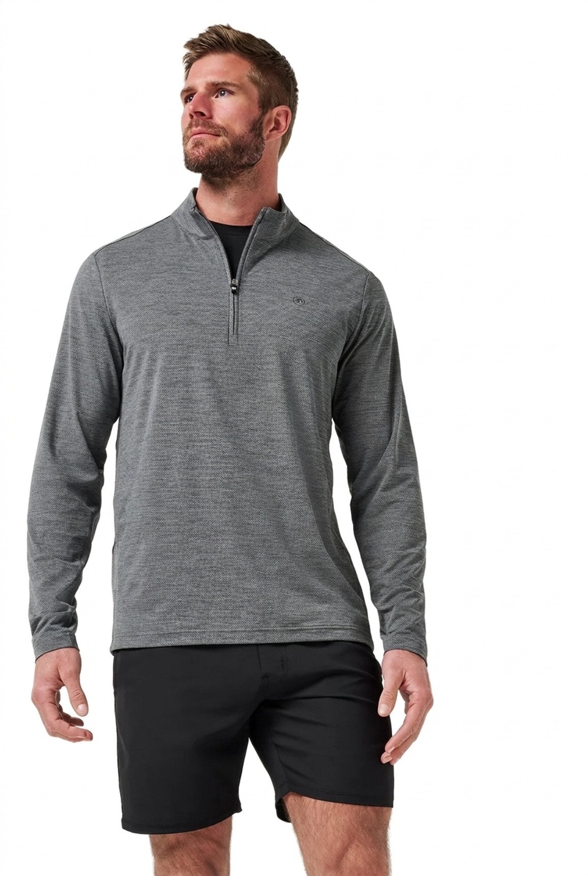Travis Mathew Heater Pro 1/4Zip pánská mikina, heather grey