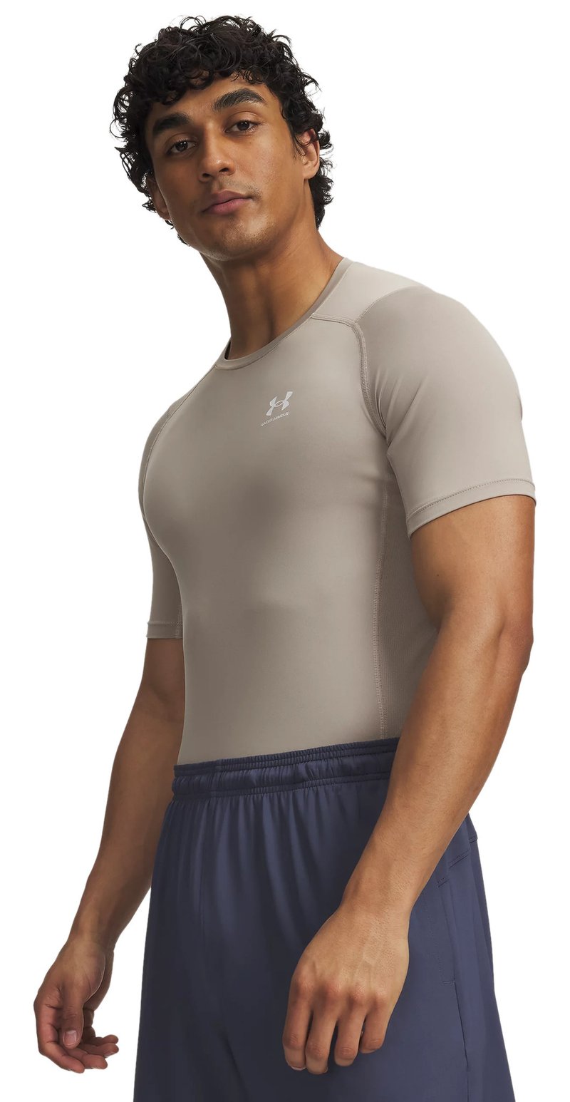 Under Armour HeatGear pánské kompresní tričko, timberwolf taupe