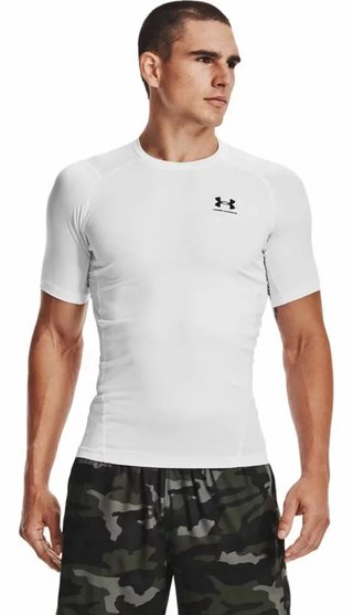 Under Armour HeatGear pánské kompresní tričko, bílé