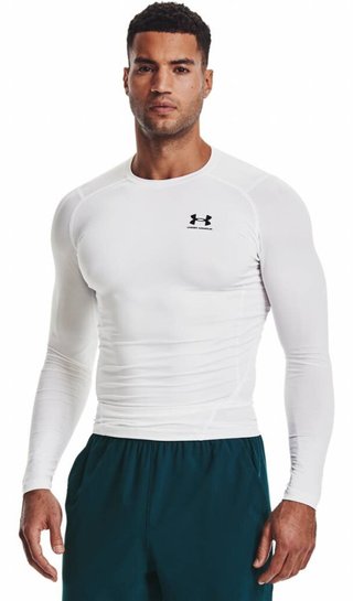 Under Armour HeatGear pánské kompresní tričko s dlouhým rukávem, bílé