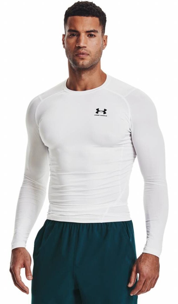 Under Armour HeatGear pánské kompresní tričko s dlouhým rukávem, bílé