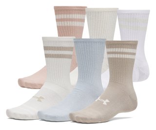 Under Armour Essential Crew unisex ponožky (6 pack), timberwolf taupe/bílá/stone