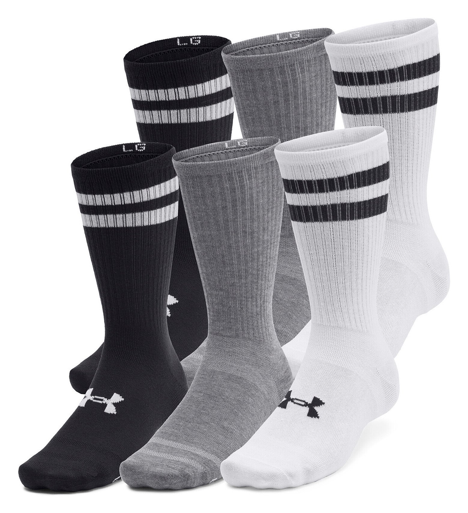 Under Armour Essential Crew unisex ponožky (6 pack), bílé/černé/šedé