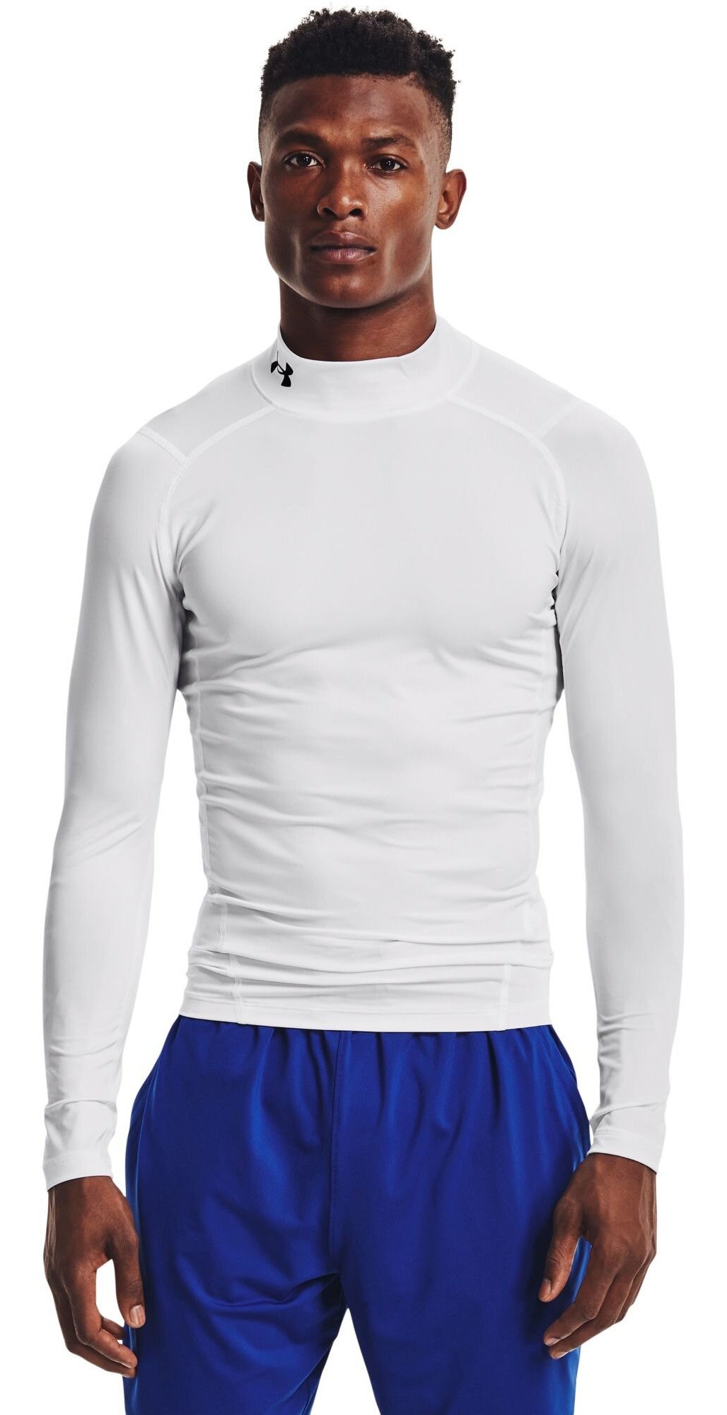 Under Armour HeatGear Comp Mock pánské kompresní tričko s dlouhým rukávem, bílé