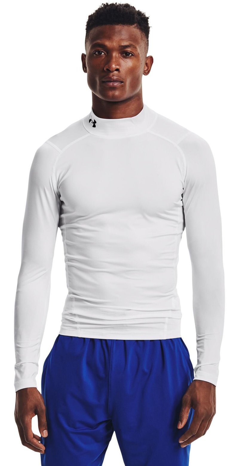 Under Armour HeatGear Comp Mock pánské kompresní tričko s dlouhým rukávem, bílé