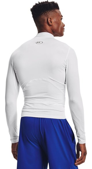 Under Armour HeatGear Comp Mock pánské kompresní tričko s dlouhým rukávem, bílé