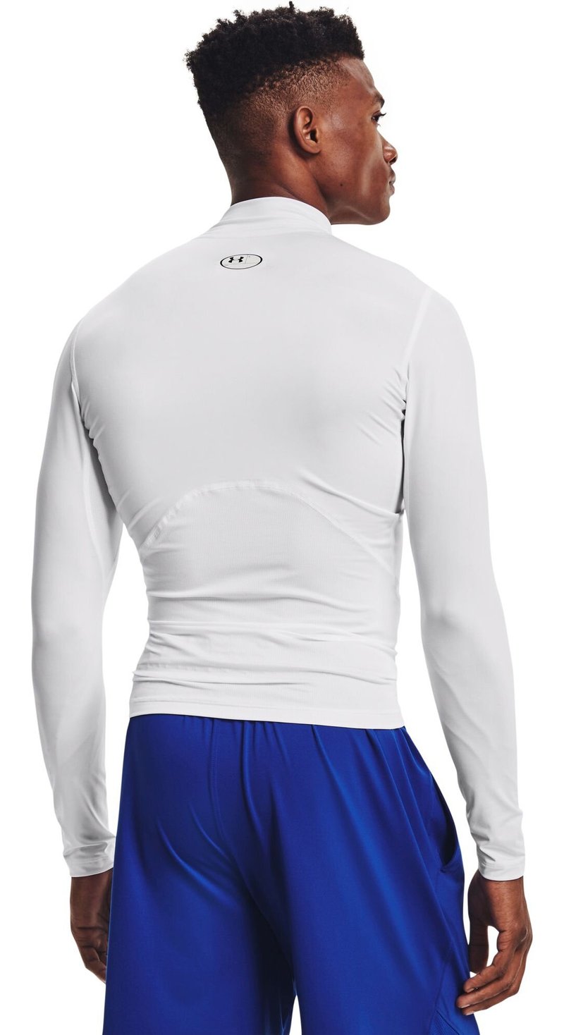 Under Armour HeatGear Comp Mock pánské kompresní tričko s dlouhým rukávem, bílé
