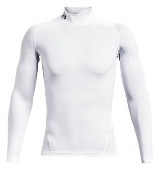 Under Armour HeatGear Comp Mock pánské kompresní tričko s dlouhým rukávem, bílé