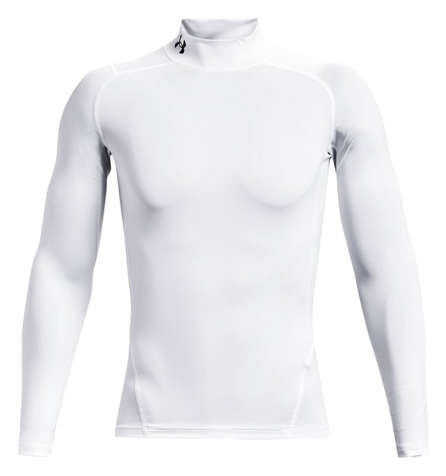 Under Armour HeatGear Comp Mock pánské kompresní tričko s dlouhým rukávem, bílé