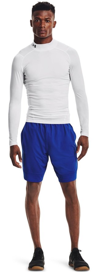Under Armour HeatGear Comp Mock pánské kompresní tričko s dlouhým rukávem, bílé