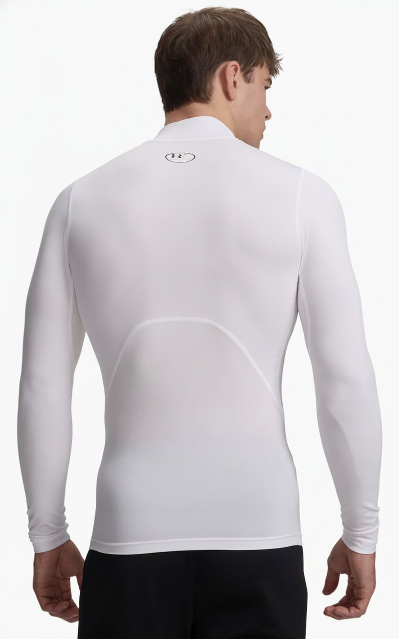 Under Armour HeatGear Comp Mock pánské kompresní tričko s dlouhým rukávem, bílé