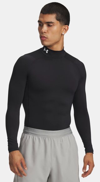 Under Armour HeatGear Comp Mock pánské kompresní tričko s dlouhým rukávem, černé