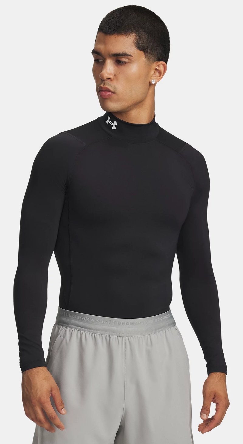 Under Armour HeatGear Comp Mock pánské kompresní tričko s dlouhým rukávem, černé