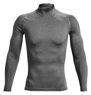 Under Armour HeatGear Comp Mock pánské kompresní tričko s dlouhým rukávem, carbon heather