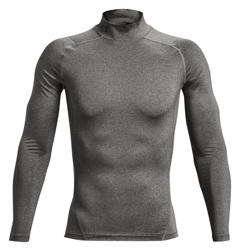 Under Armour HeatGear Comp Mock pánské kompresní tričko s dlouhým rukávem, carbon heather