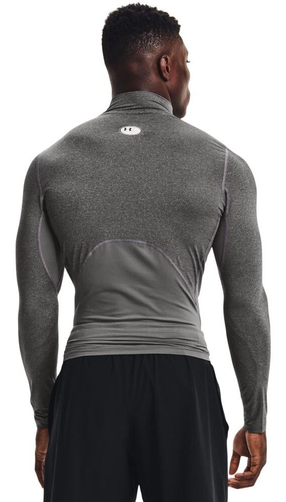 Under Armour HeatGear Comp Mock pánské kompresní tričko s dlouhým rukávem, carbon heather