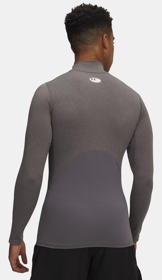 Under Armour HeatGear Comp Mock pánské kompresní tričko s dlouhým rukávem, carbon heather