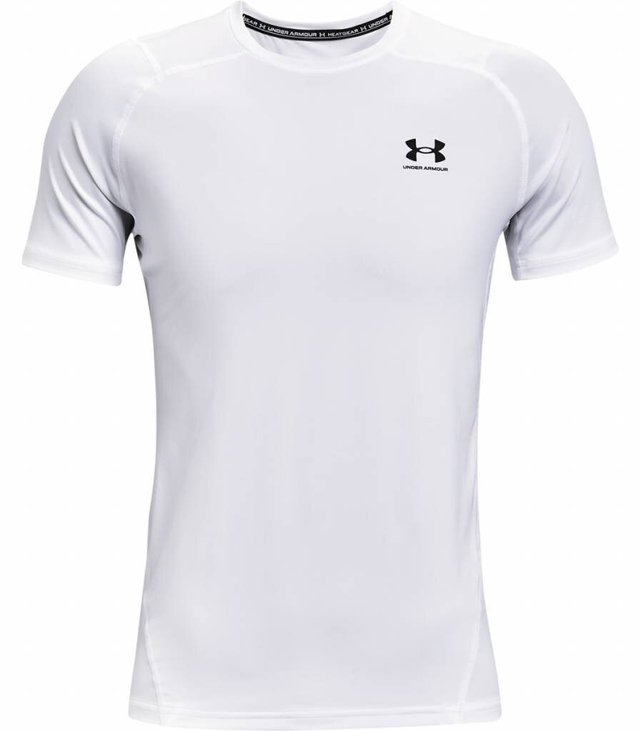 Under Armour HG Fitted SS pánské tričko, bílé