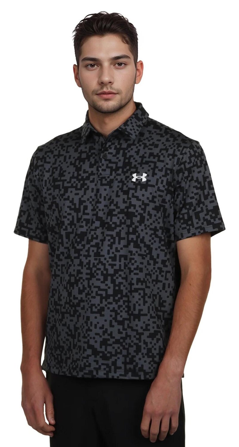 Under Armour T2G Printed pánské polo, black/castlerock