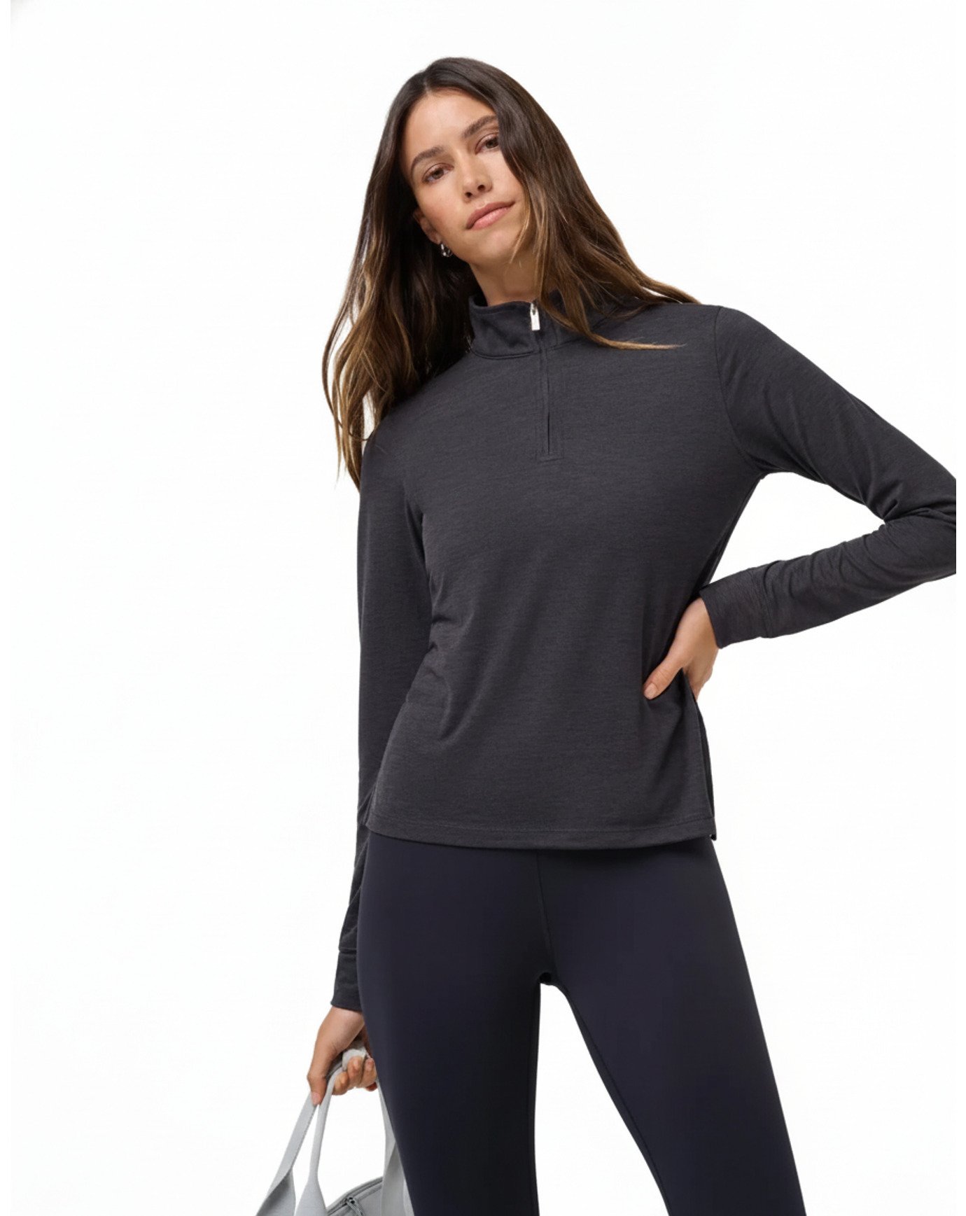 Travis Mathew Skyloft Light Zip longsleeve dámské polo, heather black