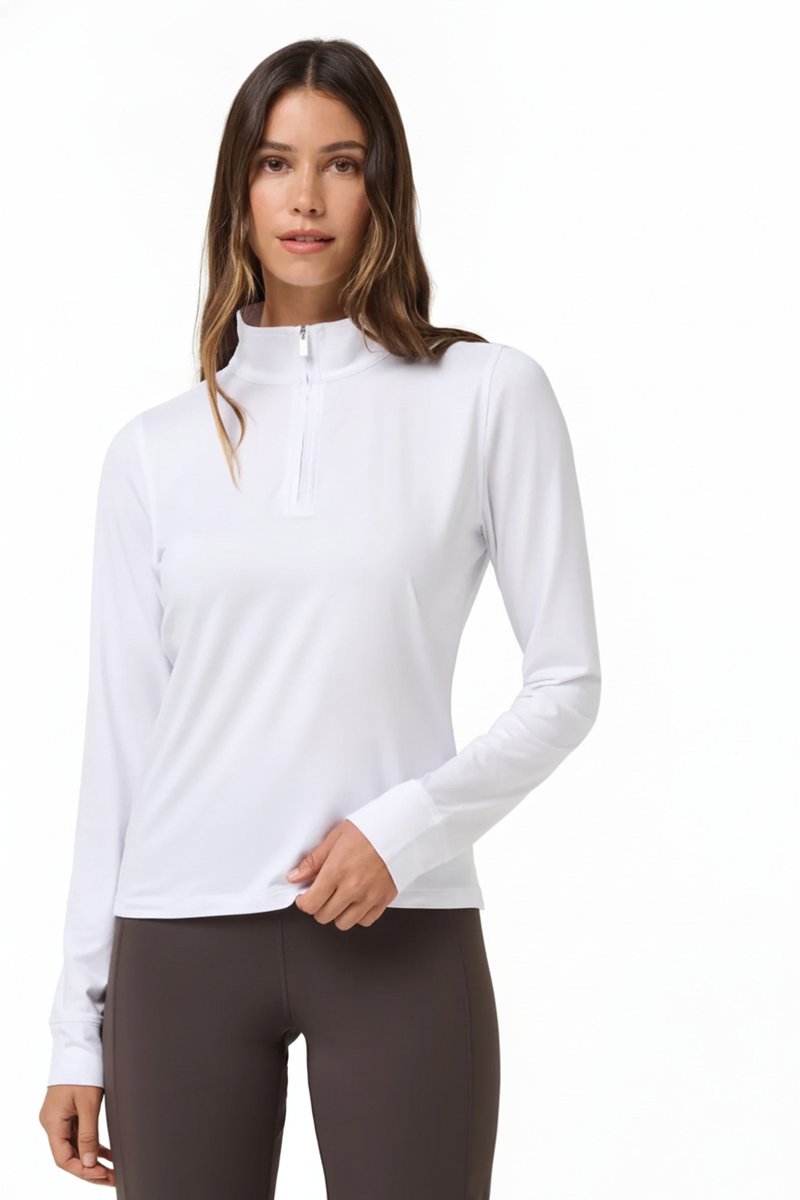 Travis Mathew Skyloft Light Zip longsleeve dámské polo, bílé
