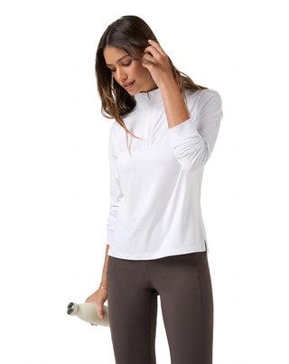 Travis Mathew Skyloft Light Zip longsleeve dámské polo, bílé