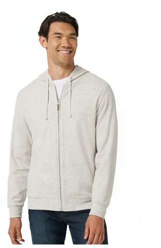Travis Mathew Cloud Sweater Full Zip pánská mikina na zip, heather grey