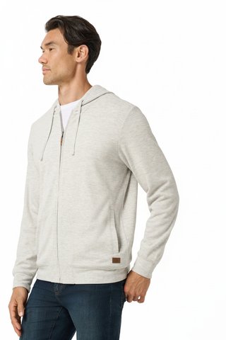 Travis Mathew Cloud Sweater Full Zip pánská mikina na zip, heather grey
