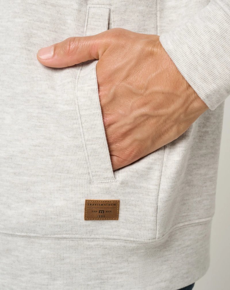 Travis Mathew Cloud Sweater Full Zip pánská mikina na zip, heather grey