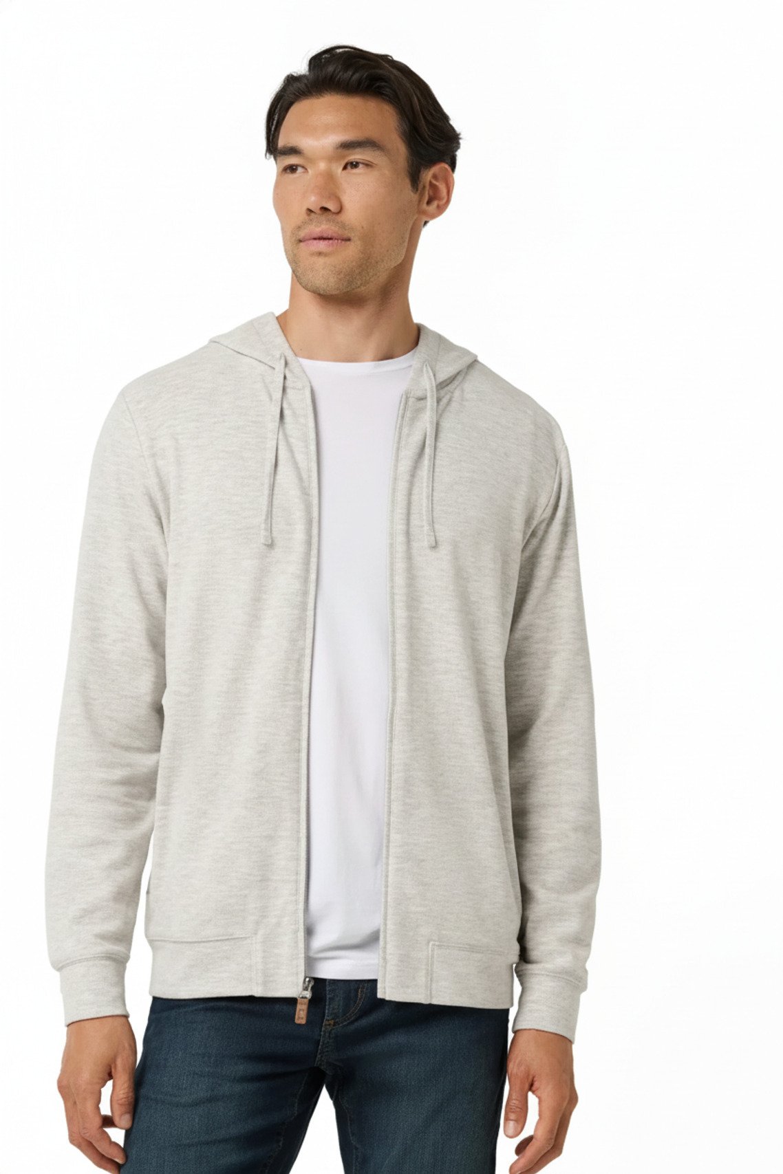 Travis Mathew Cloud Sweater Full Zip pánská mikina na zip, heather grey