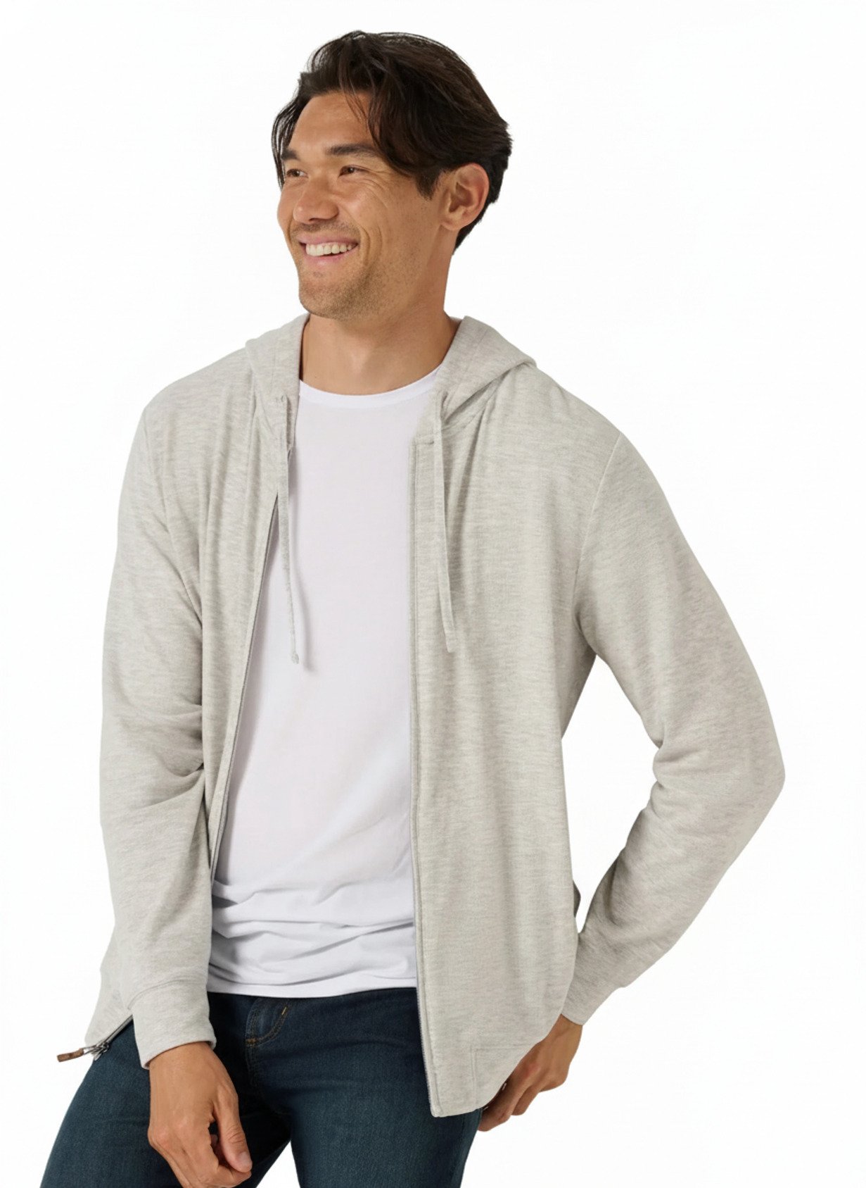 Travis Mathew Cloud Sweater Full Zip pánská mikina na zip, heather grey