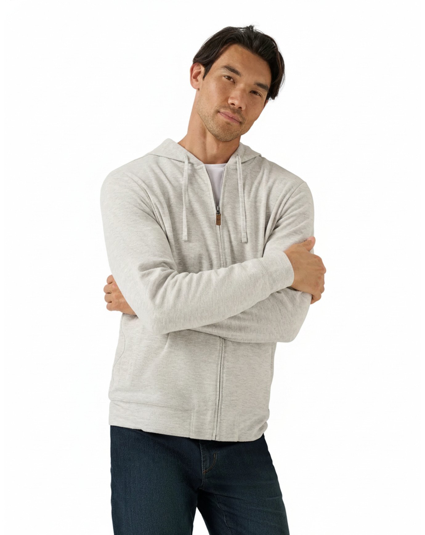 Travis Mathew Cloud Sweater Full Zip pánská mikina na zip, heather grey