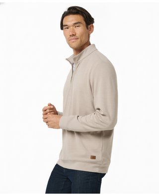 Travis Mathew Cloud pánský svetr 1/4 zip, heather roasted cashew