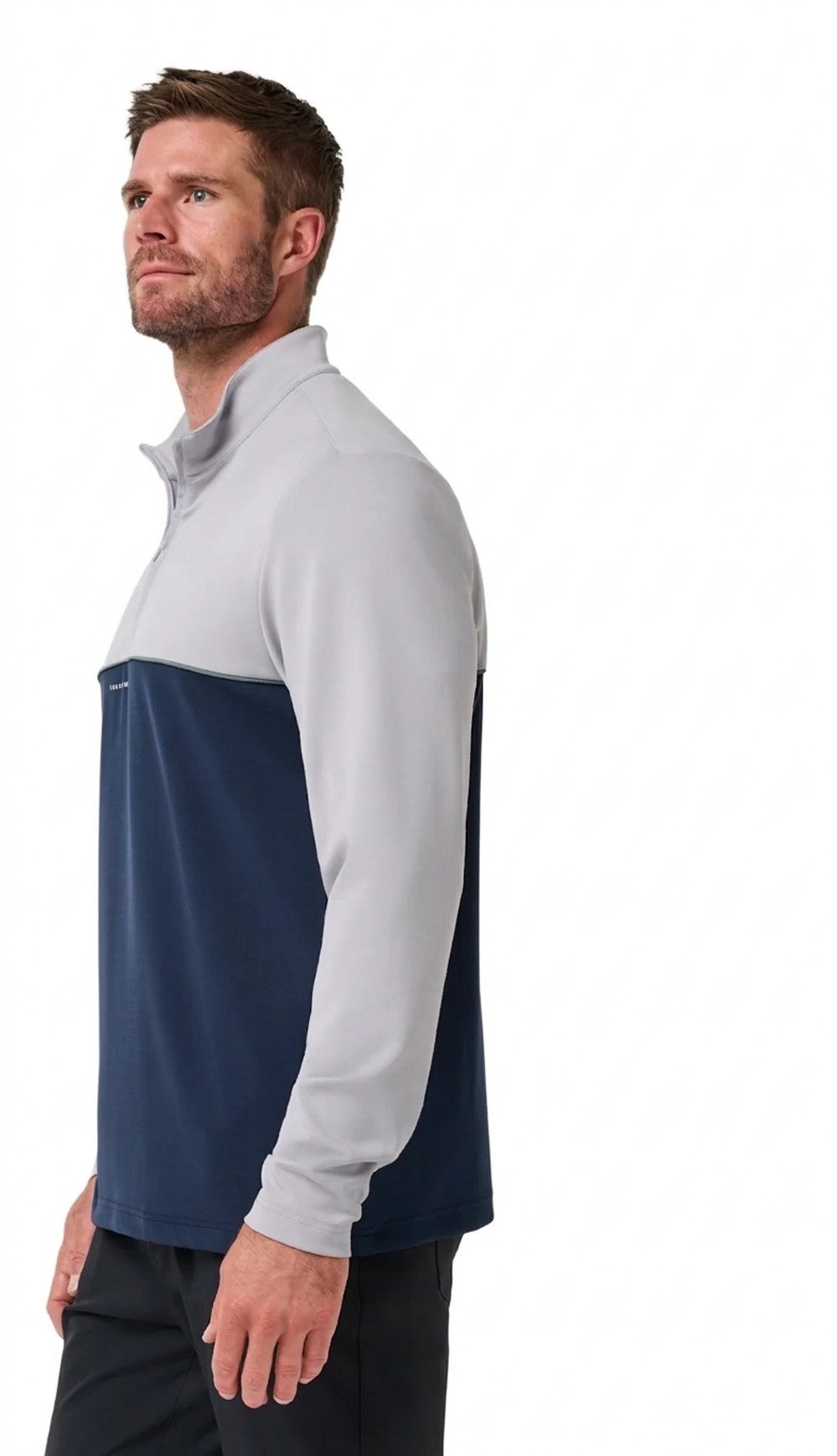 Travis Mathew Fibercloud Color Block Quarter Zip, světle šedý