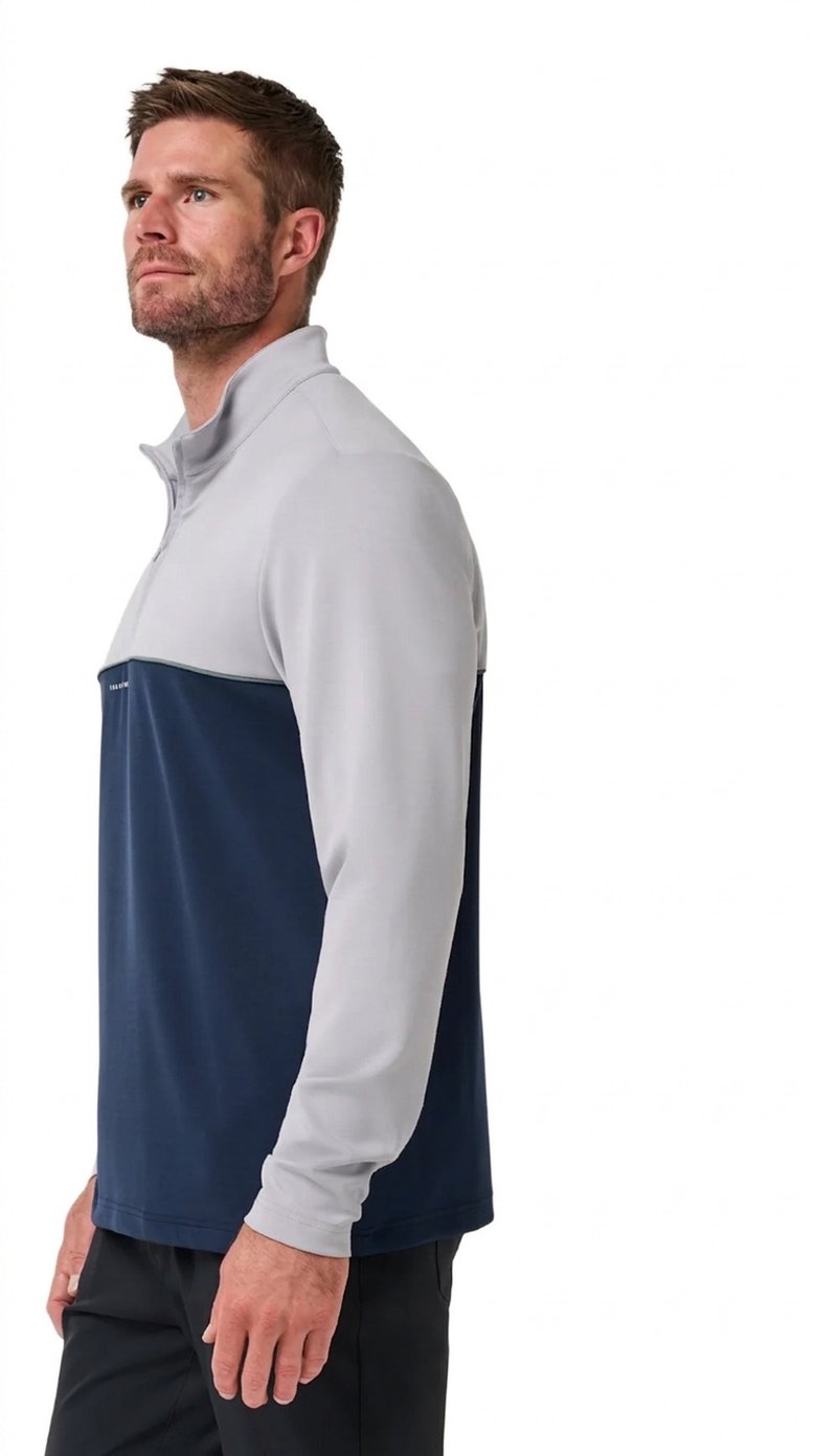 Travis Mathew Fibercloud Color Block Quarter Zip, světle šedý