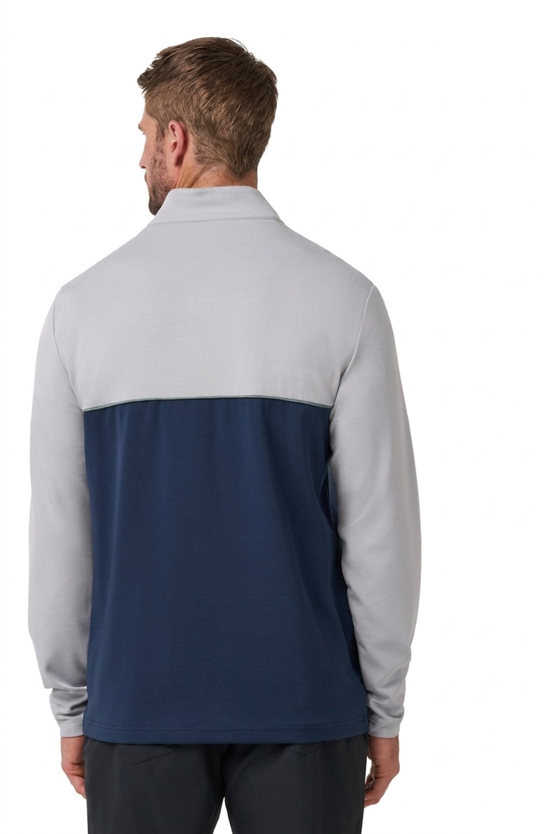Travis Mathew Fibercloud Color Block Quarter Zip, světle šedý