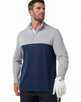 Travis Mathew Fibercloud Color Block Quarter Zip, světle šedý