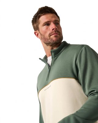 Travis Mathew Fibercloud Color Block Quarter Zip, balsam green