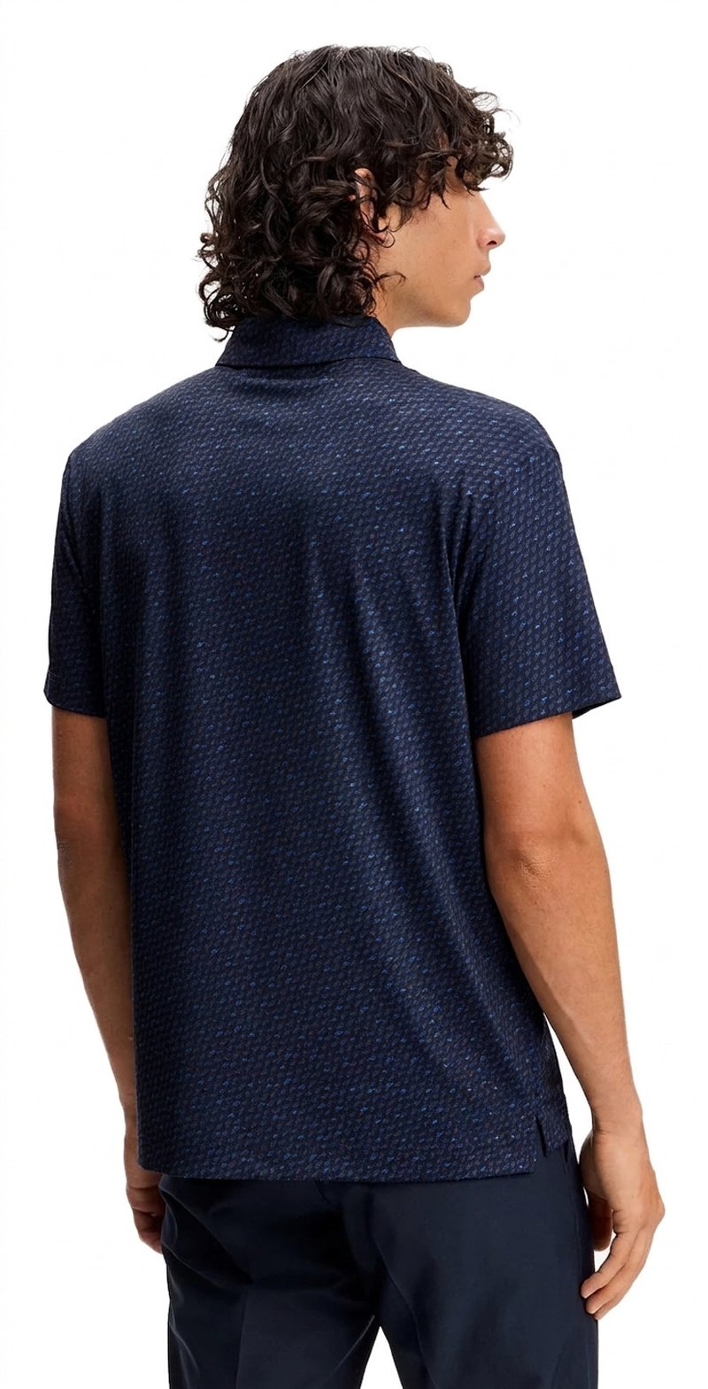 J.Lindeberg Tod Print pánské polo, bias bridge micro navy set