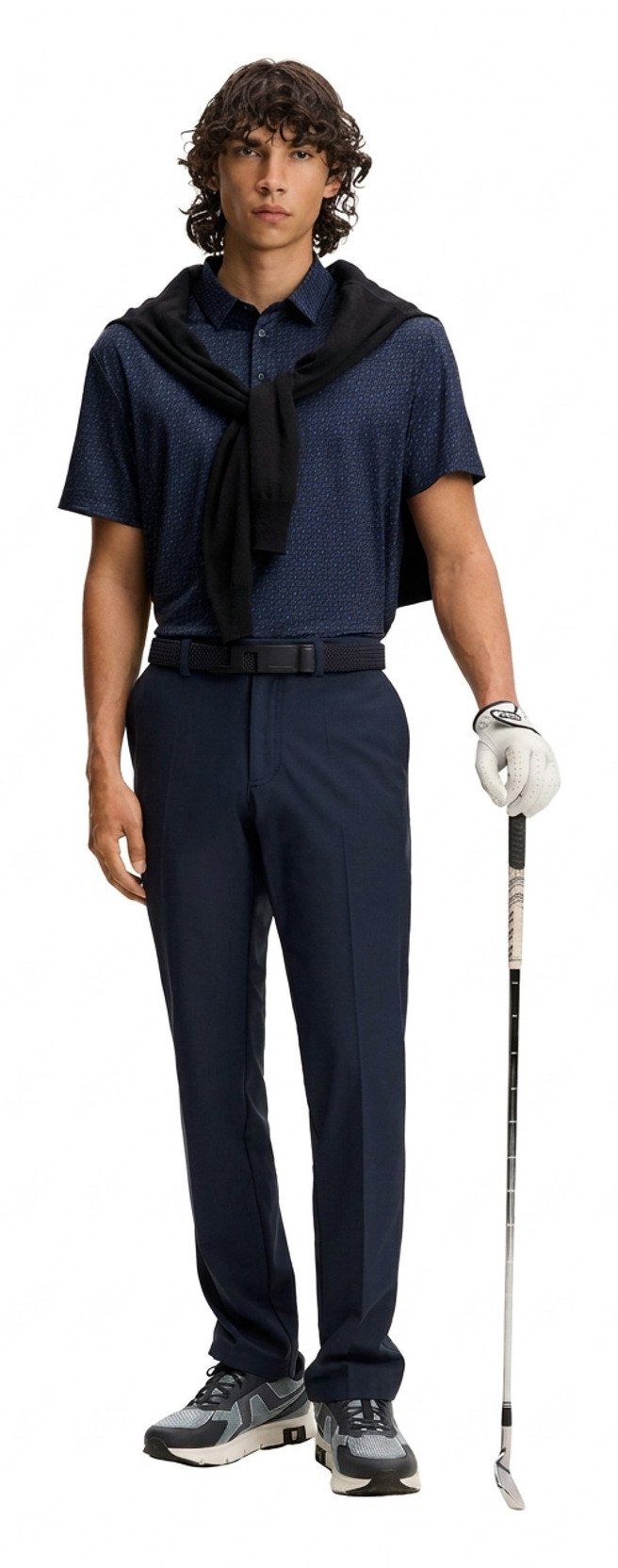 J.Lindeberg Tod Print pánské polo, bias bridge micro navy set