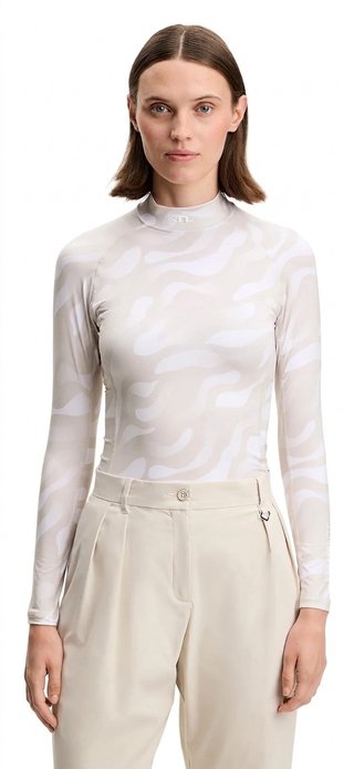 J.Lindeberg Ella Print Compression dámský top, bunker fade moonbeam bílá
