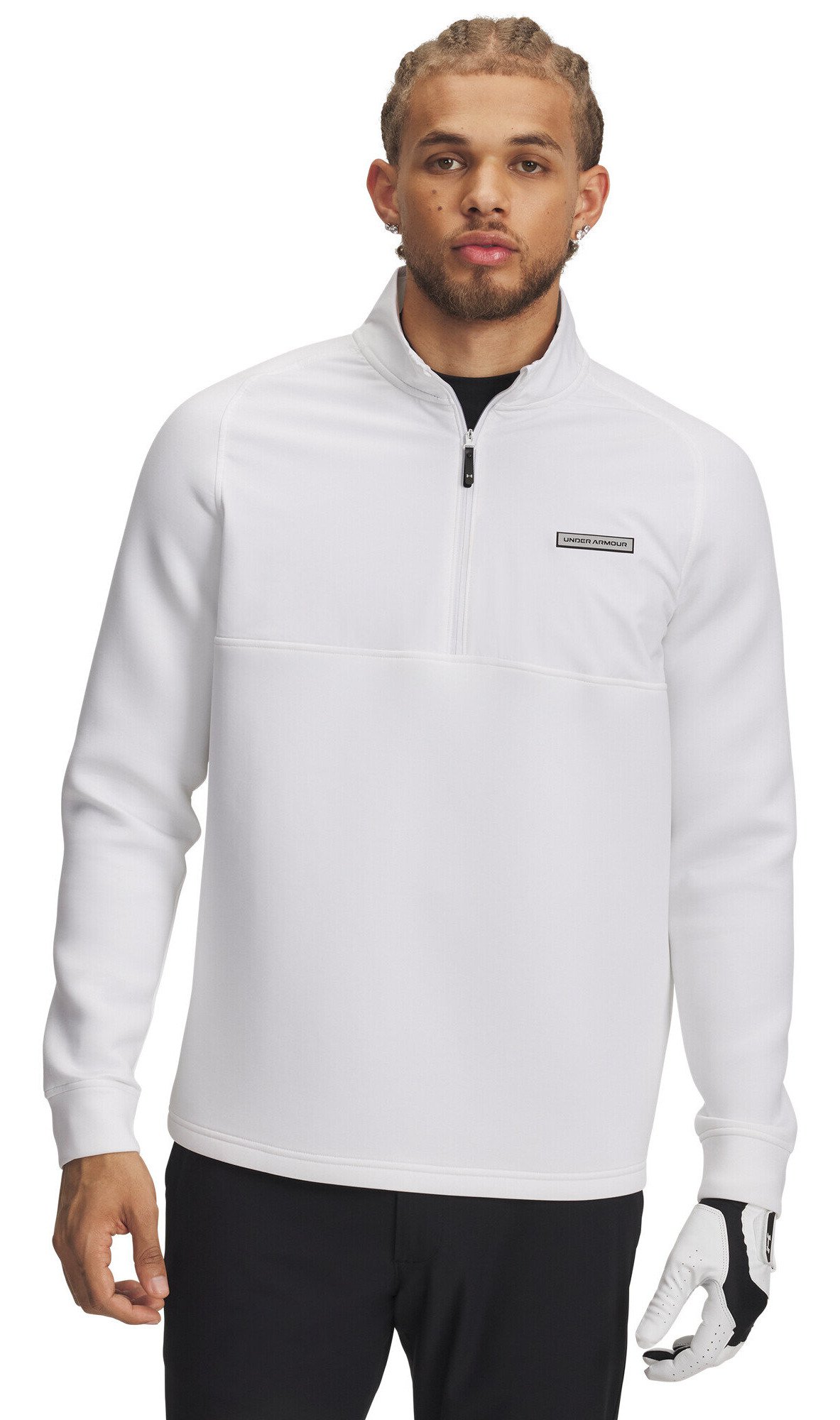 Under Armour Drive Pro Hybrid pánská mikina na zip 1/2, bílá