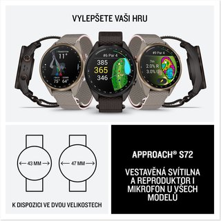 Garmin Approach S72 Golfové gps hodinky, 43 mm, pebble grey